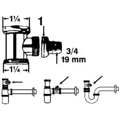 WELLWATER Abflusszwischenstück, Metall, Typ: 1 1/4" IG X AG -Sanitärinstallation Verkäufe unnamed file 1400