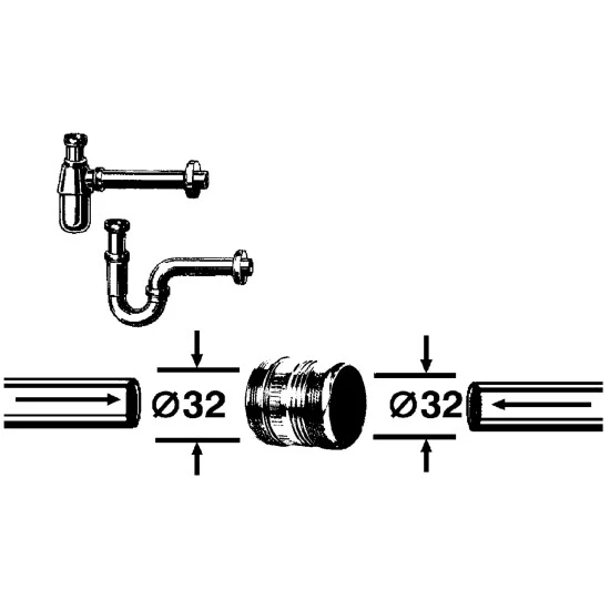 WELLWATER Siphonkupplung, Metall, Ø 32 Mm 2 WELLWATER Siphonkupplung, Metall, Ø 32 Mm – Bild 2
