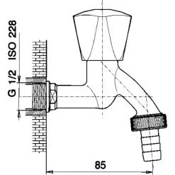 WELLWATER Auslaufventil, Messing, Verchromt, ½" -Sanitärinstallation Verkäufe unnamed file 2147