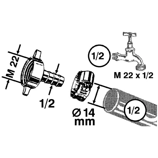 WELLWATER Schlauchverschraubung, Messing 2 WELLWATER Schlauchverschraubung, Messing – Bild 2