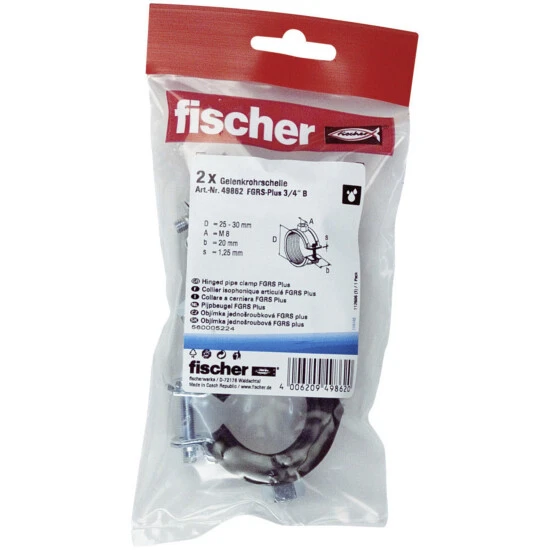 FISCHER Gelenk-Rohrschelle »FGRS Plus«, M 8, Galvanisierter Stahl 1 FISCHER Gelenk-Rohrschelle »FGRS Plus«, M 8, Galvanisierter Stahl