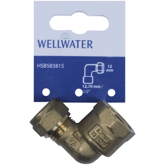 WELLWATER Winkelverschraubung, Messing, Innengewinde: 1/2" 2 WELLWATER Winkelverschraubung, Messing, Innengewinde: 1/2" – Bild 2
