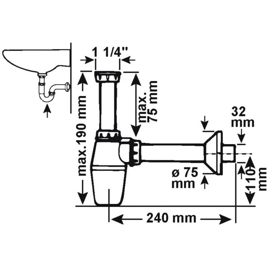 CORNAT Röhrensiphon, Messing/Metall, 1 1/4" 2 CORNAT Röhrensiphon, Messing/Metall, 1 1/4" – Bild 2