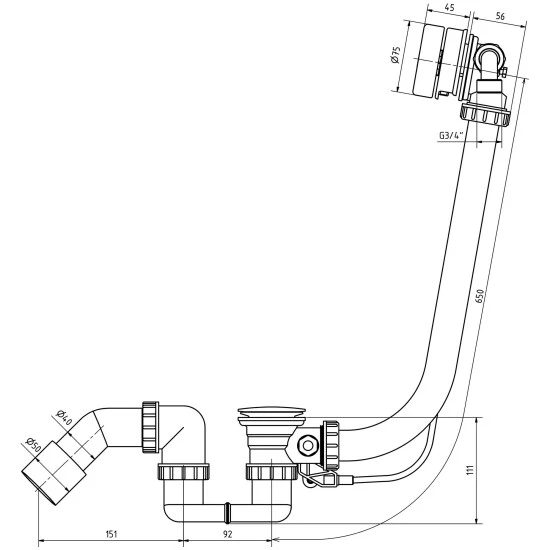 OTTOFOND Ab-/Überlaufgarnitur, Ø: 40; 50 Mm, Kunststoff 2 OTTOFOND Ab-/Überlaufgarnitur, Ø: 40; 50 Mm, Kunststoff – Bild 2