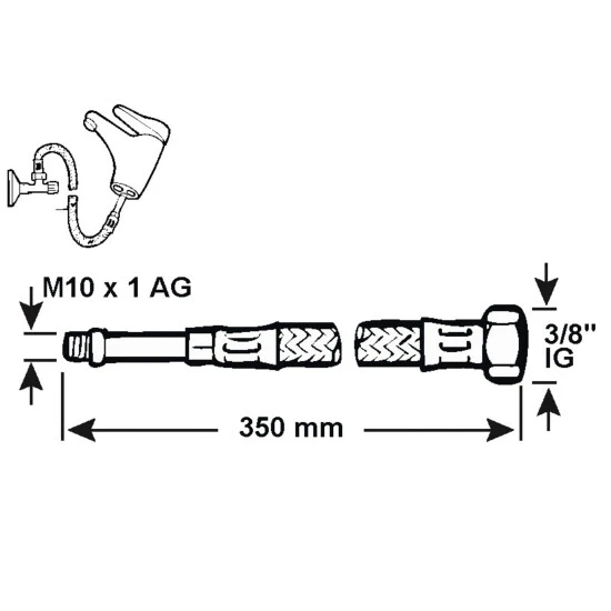 CORNAT Verbindungsschlauch, Länge: M, 10 Bar (max.), Edelstahl 2 CORNAT Verbindungsschlauch, Länge: M, 10 Bar (max.), Edelstahl – Bild 2