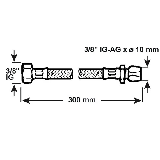 CORNAT Verbindungsschlauch, Länge: M, 10 Bar (max.), Edelstahl 2 CORNAT Verbindungsschlauch, Länge: M, 10 Bar (max.), Edelstahl – Bild 2