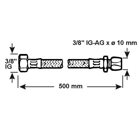 CORNAT Verbindungsschlauch, Länge: M, 10 Bar (max.), Edelstahl 2 CORNAT Verbindungsschlauch, Länge: M, 10 Bar (max.), Edelstahl – Bild 2