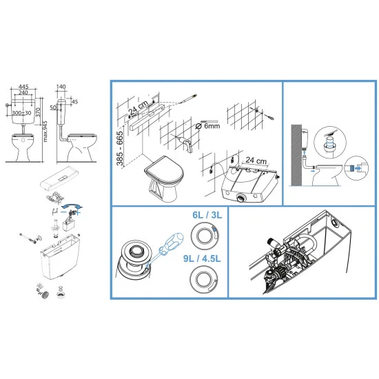 CORNAT Spülkasten, BxHxT: 455 X 370 X 140 Mm, Weiß 2 CORNAT Spülkasten, BxHxT: 455 X 370 X 140 Mm, Weiß – Bild 2