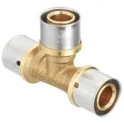 CORNAT Press-T-Stück, Messing/Edelstahl