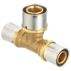 CORNAT Press-T-Stück, Messing/Edelstahl